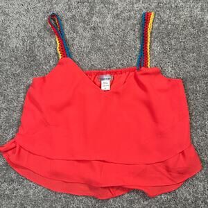 Vintage Studio MK 90's Y2K Womens Cropped Coral Rainbow Tank Top Vest Size Med